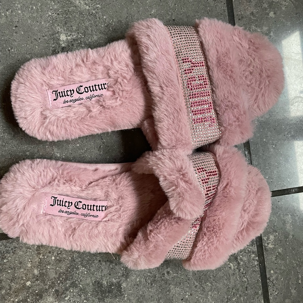Juicy Couture Pink Furry Slippers